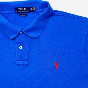 Polo by Ralph Lauren Men’s Bright Blue Polo with Red Pony